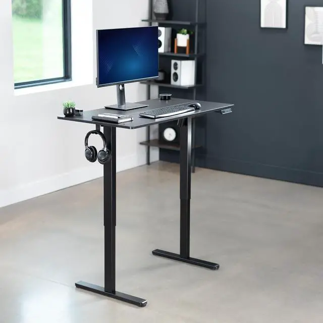 Alt view image 2 of 7 - VIVO Black Electric 44" x 24" Sit Stand Desk, Ergonomic Height Adjustable Workstation for Home and Office (DESK-E144B)