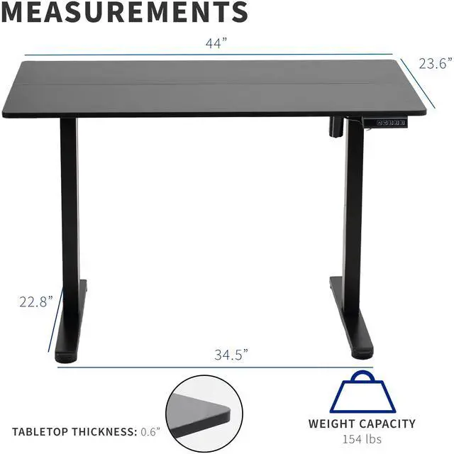 Alt view image 3 of 7 - VIVO Black Electric 44" x 24" Sit Stand Desk, Ergonomic Height Adjustable Workstation for Home and Office (DESK-E144B)