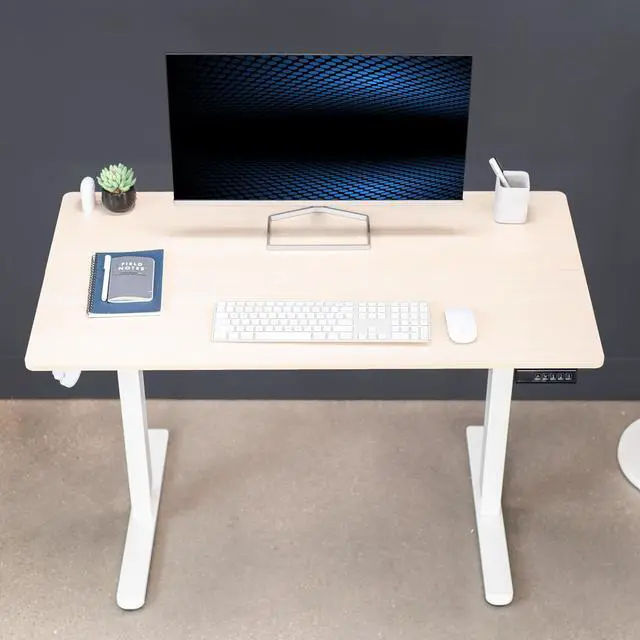 Alt view image 7 of 7 - VIVO Electric 44" x 24" Sit Stand Desk Workstation, Light Wood Top, White Frame