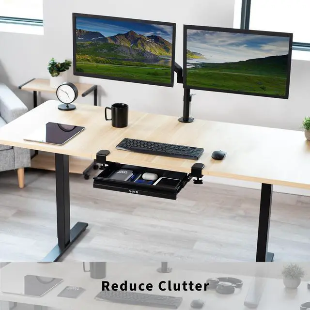 Alt view image 2 of 7 - VIVO Black 16" Clamp-on Shallow Storage Drawer Desk Organizer
