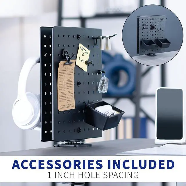 Alt view image 7 of 7 - VIVO Black Steel Clamp-on 10" x 12" Rotating Pegboard Organizer, Magnetic Privacy Panel, PP-DKR1B