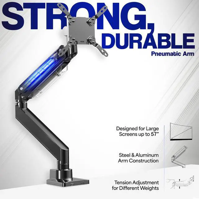 Alt view image 6 of 7 - VIVO Heavy Duty Ultrawide Computer Monitor Arm for 57 inch Screens up to 59.4 lbs, Desk Mount TV and Monitor Stand, STAND-GT55