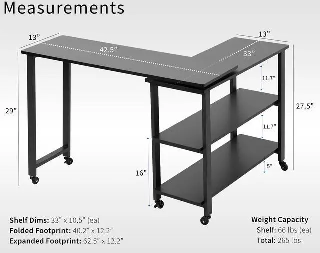 Alt view image 3 of 7 - VIVO Black Swivel Out Sofa Table, Mobile Laptop Desk Cart with 3-Tier Shelving