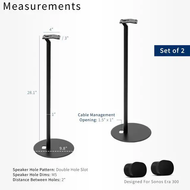 Alt view image 3 of 7 - VIVO Speaker Stands Designed for Sonos Era 300 Speakers, 2 Pack