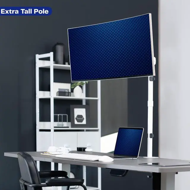 Alt view image 2 of 8 - VIVO White Single Monitor Desk Mount Extra Tall Fully Adjustable Stand for up to 32" Screen (STAND-V001TW)