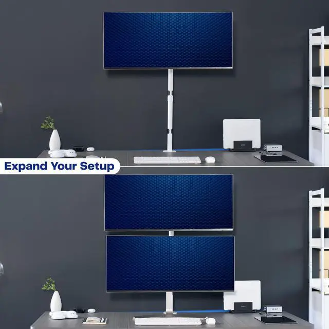 Alt view image 7 of 8 - VIVO White Single Monitor Desk Mount Extra Tall Fully Adjustable Stand for up to 32" Screen (STAND-V001TW)