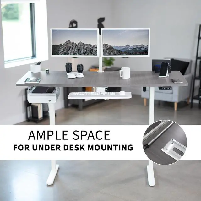 Alt view image 3 of 7 - VIVO White Electric Stand Up Desk Frame with Rear-set Legs, Single Motor Base