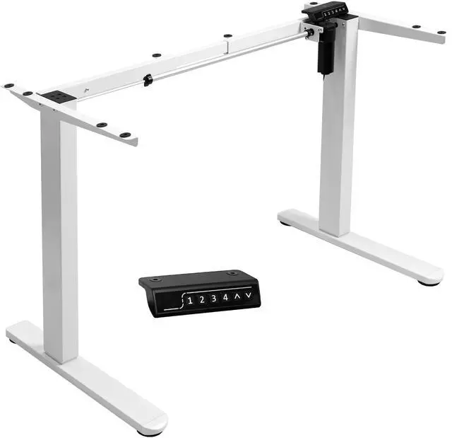 Main image of VIVO White Electric Stand Up Desk Frame with Rear-set Legs, Single Motor Base