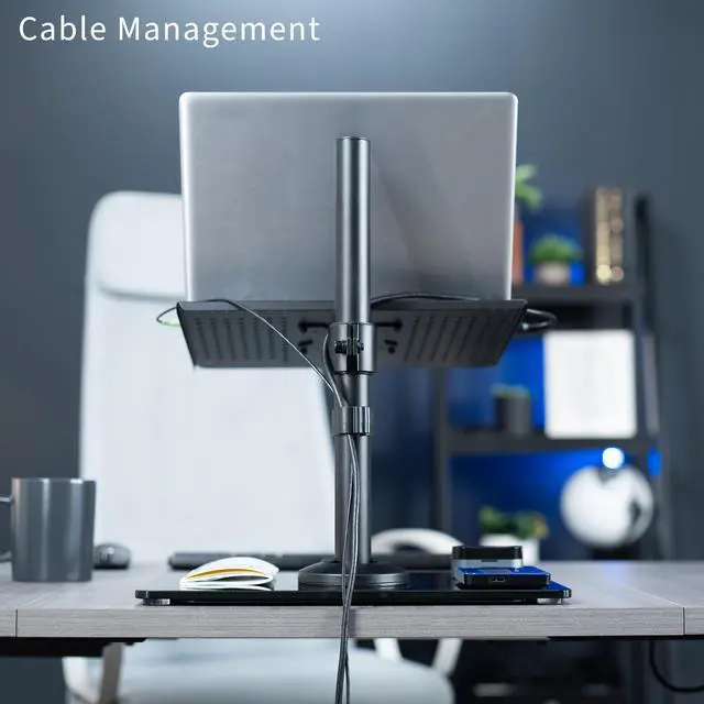 Alt view image 7 of 8 - VIVO Freestanding Adjustable Laptop Desk Stand with Tempered Glass Base, Fits Laptops up to 17", Black, STAND-V001FGL