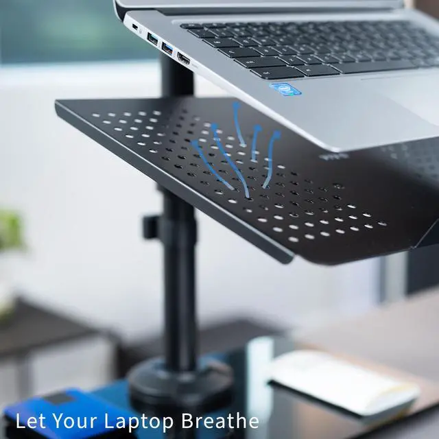 Alt view image 6 of 8 - VIVO Freestanding Adjustable Laptop Desk Stand with Tempered Glass Base, Fits Laptops up to 17", Black, STAND-V001FGL