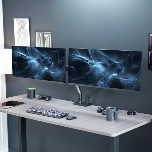 Alt view image 2 of 7 - VIVO Mechanical Spring Dual Ultra Wide Monitor Mount, Fits up to 45" Screens