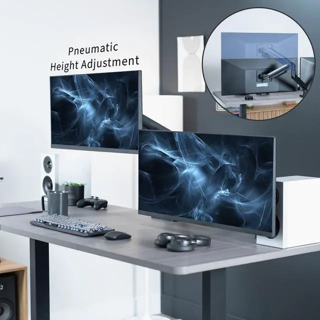 Alt view image 5 of 7 - VIVO Mechanical Spring Dual Ultra Wide Monitor Mount, Fits up to 45" Screens