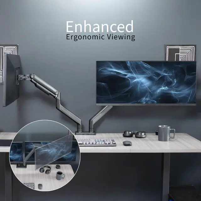 Alt view image 7 of 7 - VIVO Mechanical Spring Dual Ultra Wide Monitor Mount, Fits up to 45" Screens