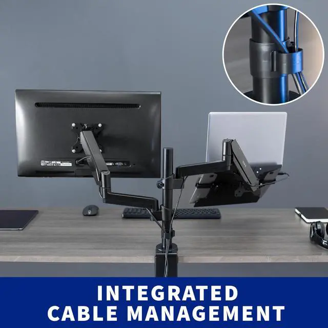Alt view image 5 of 7 - VIVO Black 17" to 32" Monitor + Laptop Pneumatic Spring Sit-Stand Desk Mount | Articulating VESA Stand (STAND-V102L)