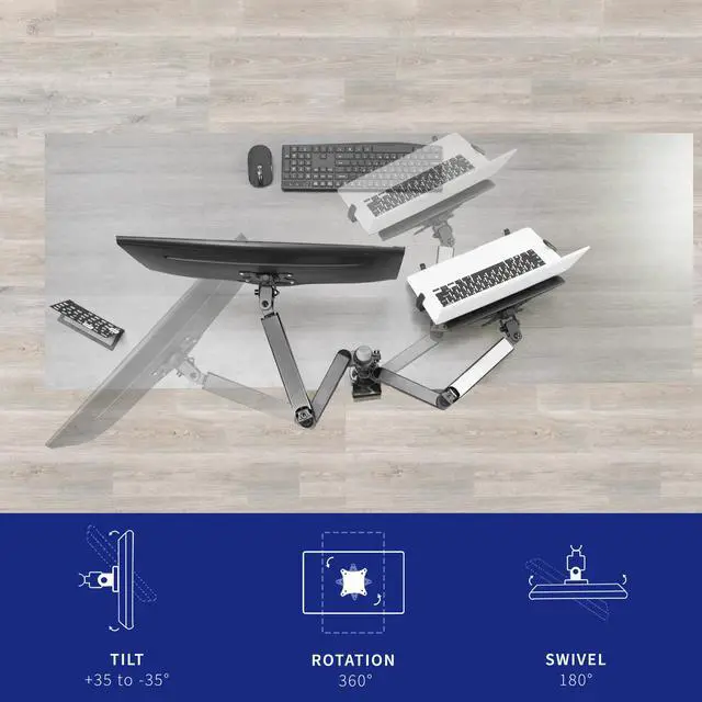 Alt view image 4 of 7 - VIVO Black 17" to 32" Monitor + Laptop Pneumatic Spring Sit-Stand Desk Mount | Articulating VESA Stand (STAND-V102L)