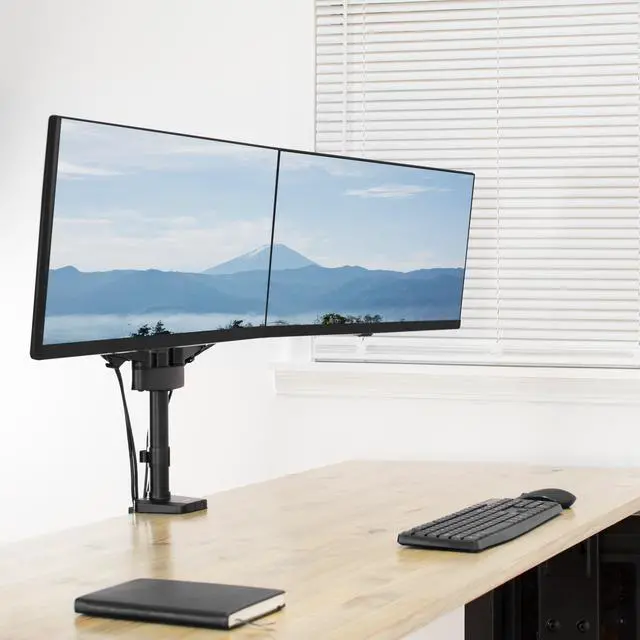 Alt view image 6 of 8 - VIVO Black Heavy Duty Dual 17" to 32" Monitor Pneumatic Spring Arms, Sit-Stand Desk Mount (STAND-V200G)