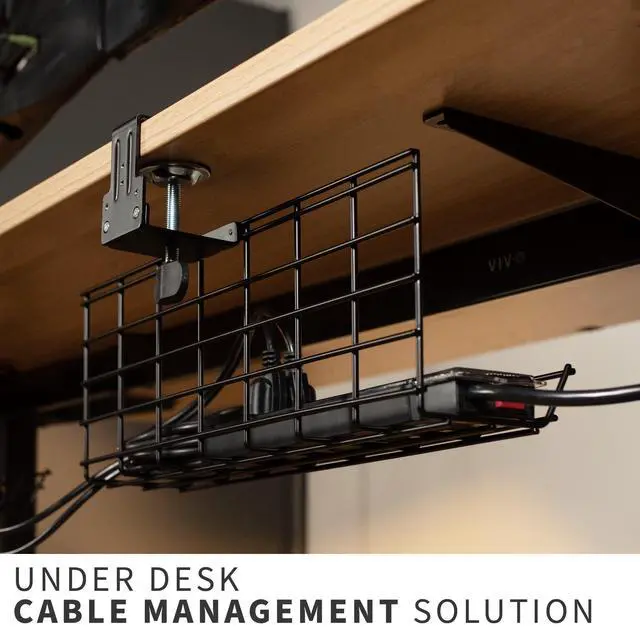 Alt view image 2 of 7 - VIVO Black Clamp-on Dual Under Desk Cable Management Tray Organizer for Wire Management (2 Pack) (DESK-AC06-2P)