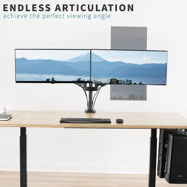 Alt view image 7 of 8 - VIVO Black Heavy Duty Dual 17" to 32" Monitor Pneumatic Spring Arms, Sit-Stand Desk Mount (STAND-V200G)