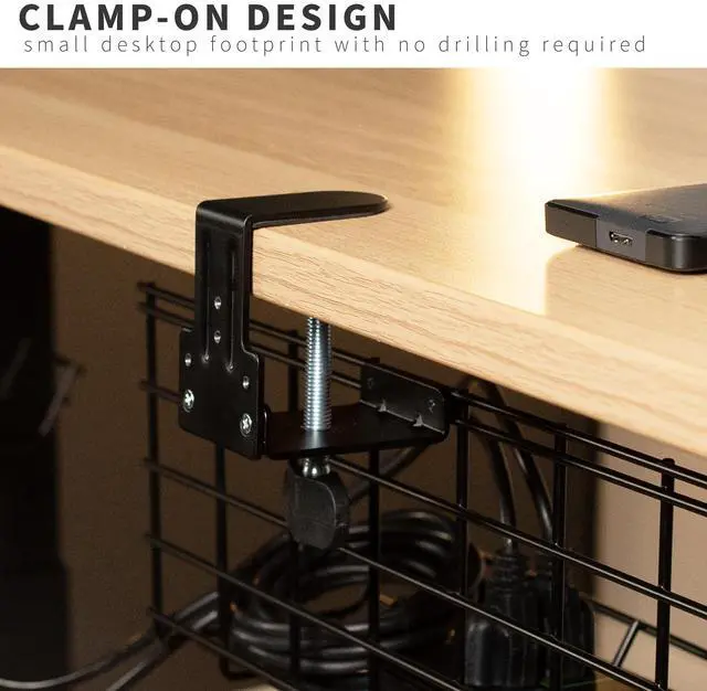 Alt view image 4 of 7 - VIVO Black Clamp-on Dual Under Desk Cable Management Tray Organizer for Wire Management (2 Pack) (DESK-AC06-2P)