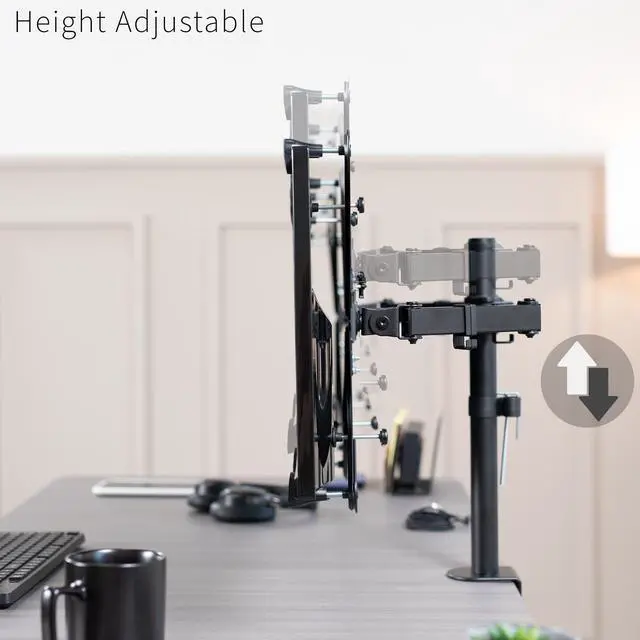Alt view image 7 of 7 - VIVO Non-VESA Dual Monitor Arm Desk Mount up to 27" Fully Adjustable Stand with VESA Adapter Brackets (STAND-V002VA)