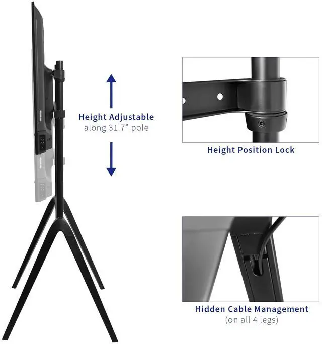 Alt view image 4 of 7 - VIVO Steel Studio TV Adjustable Floor Stand, Fits 65" to 86" Screens
