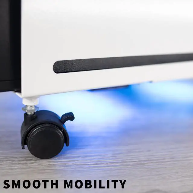 Alt view image 5 of 7 - VIVO White Computer Desktop ATX Case, CPU Rolling Stand Adjustable Cart Holder