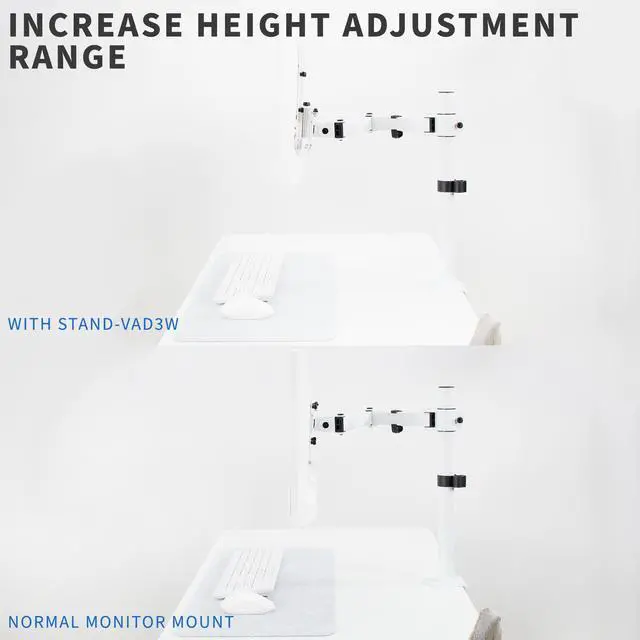 Alt view image 5 of 7 - VIVO White Height Adjustable VESA Adapter Bracket Kit for Individual Monitor