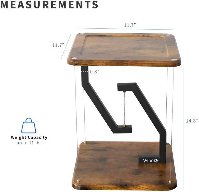 Alt view image 3 of 7 - VIVO Vintage Brown / Black Tensegrity Speaker Stand, Floating Tabletop Platform