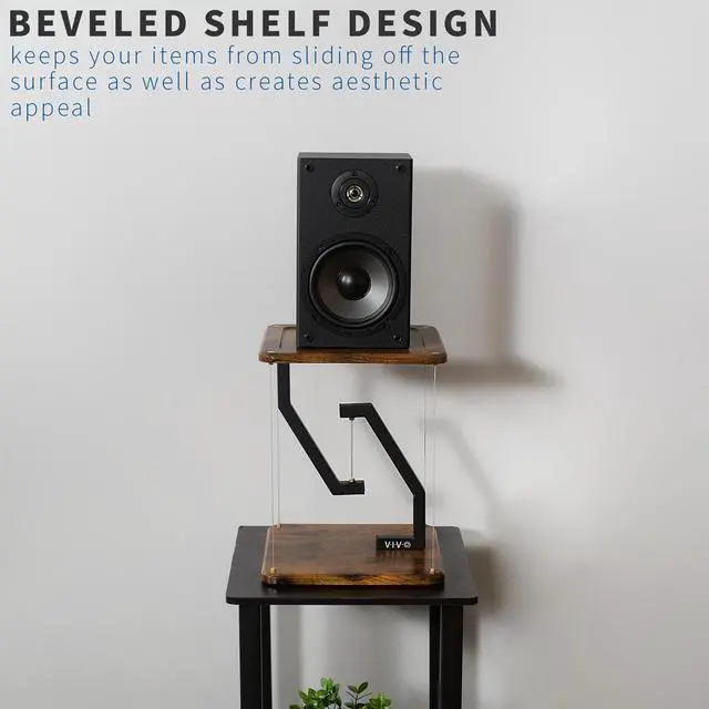 Alt view image 5 of 7 - VIVO Vintage Brown / Black Tensegrity Speaker Stand, Floating Tabletop Platform