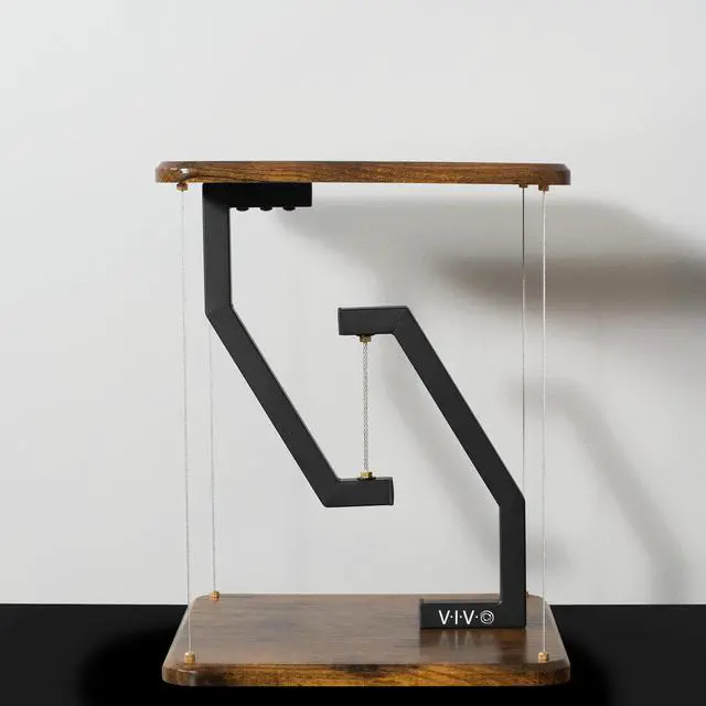 Alt view image 7 of 7 - VIVO Vintage Brown / Black Tensegrity Speaker Stand, Floating Tabletop Platform