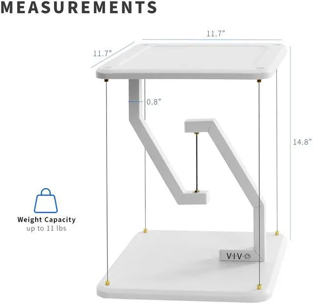Alt view image 3 of 7 - VIVO Universal White 12" Tensegrity Speaker Stand, Floating Tabletop Platform