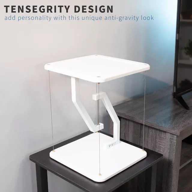 Alt view image 2 of 7 - VIVO Universal White 12" Tensegrity Speaker Stand, Floating Tabletop Platform