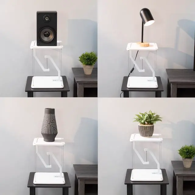Alt view image 6 of 7 - VIVO Universal White 12" Tensegrity Speaker Stand, Floating Tabletop Platform