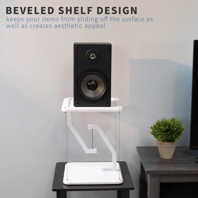Alt view image 5 of 7 - VIVO Universal White 12" Tensegrity Speaker Stand, Floating Tabletop Platform