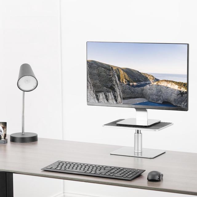 Alt view image 2 of 7 - VIVO Universal Height Adjustable Ergonomic Computer Monitor and Laptop Riser Tabletop Stand, Silver (STAND-V000S)