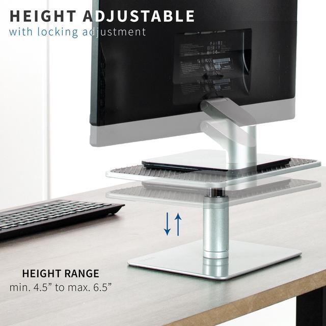 Alt view image 3 of 7 - VIVO Universal Height Adjustable Ergonomic Computer Monitor and Laptop Riser Tabletop Stand, Silver (STAND-V000S)