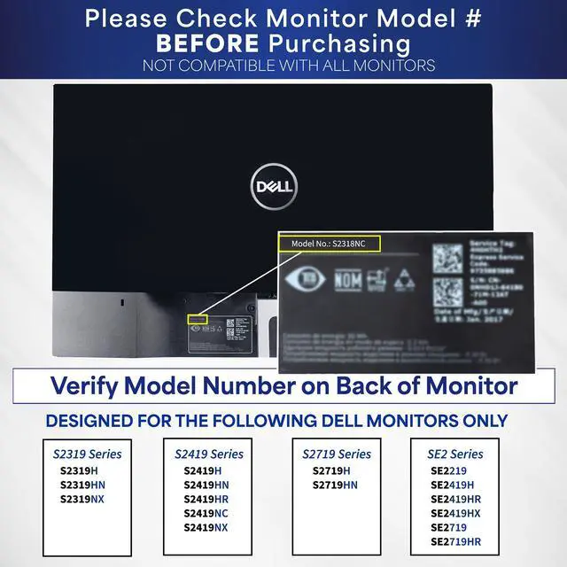 Alt view image 2 of 7 - VIVO VESA Mount Adapter Bracket Attachment Kit for Dell Monitors Including S2218, S2318, S2319, S2418 (MOUNT-DLS024)