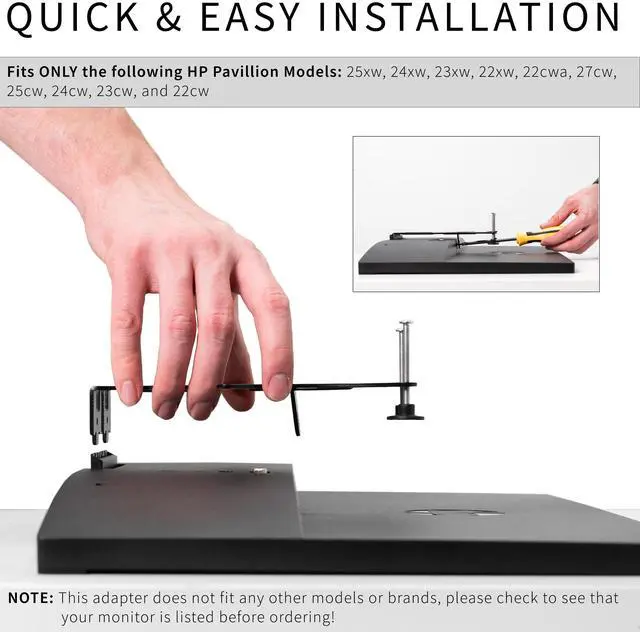 Alt view image 4 of 7 - VIVO Mounting VESA Adapter for HP Pavilion Computer 25xw, 24xw, 23xw, 22xw, 22cwa, 27cw, 25cw, 23cw, 22cw (MOUNT-HP23XW)