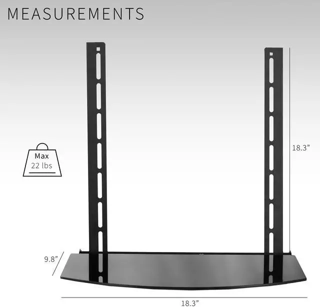 Alt view image 5 of 8 - VIVO Under or Above VESA TV Wall Mount Shelving Bracket AV Component Glass Shelf