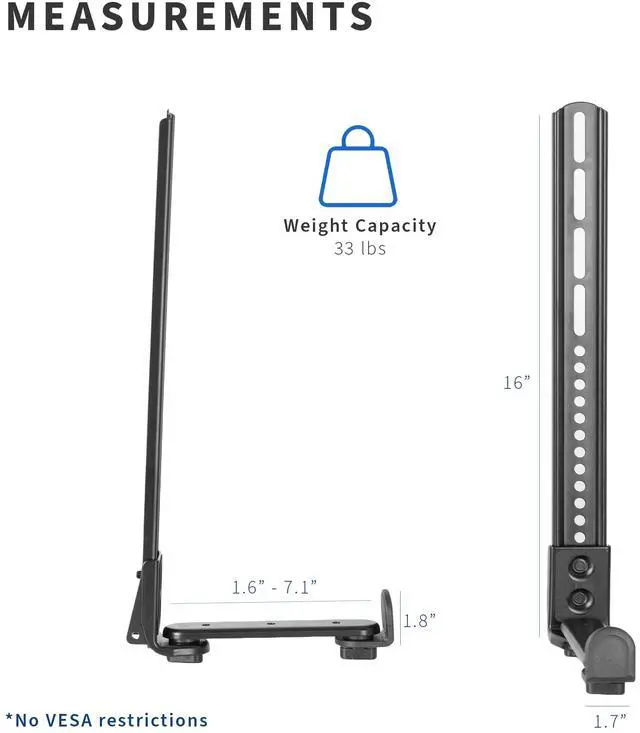 Alt view image 2 of 7 - VIVO Adjustable Sound Bar Bracket Mount Above or Below Wall Mounted TV