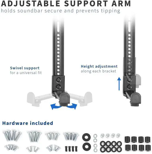 Alt view image 3 of 7 - VIVO Adjustable Sound Bar Bracket Mount Above or Below Wall Mounted TV