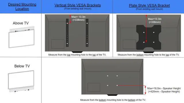Alt view image 6 of 7 - VIVO Adjustable Sound Bar Bracket Mount Above or Below Wall Mounted TV