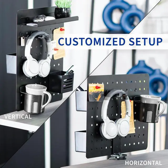 Alt view image 7 of 7 - VIVO Black Steel Clamp-on Rotating 17" x 13" Pegboard, Magnetic Desk Organizer