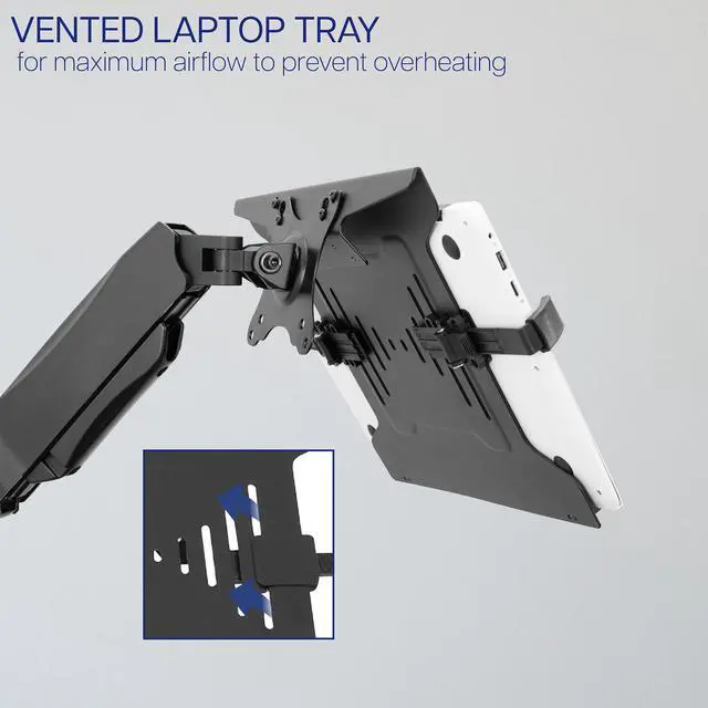 Alt view image 5 of 7 - VIVO Universal Adjustable 10" to 15.6" Single Laptop Pneumatic Arm Wall Mount