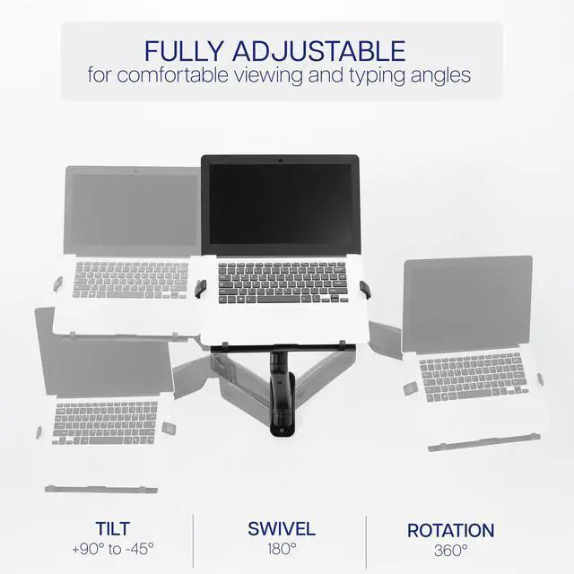 Alt view image 6 of 7 - VIVO Universal Adjustable 10" to 15.6" Single Laptop Pneumatic Arm Wall Mount