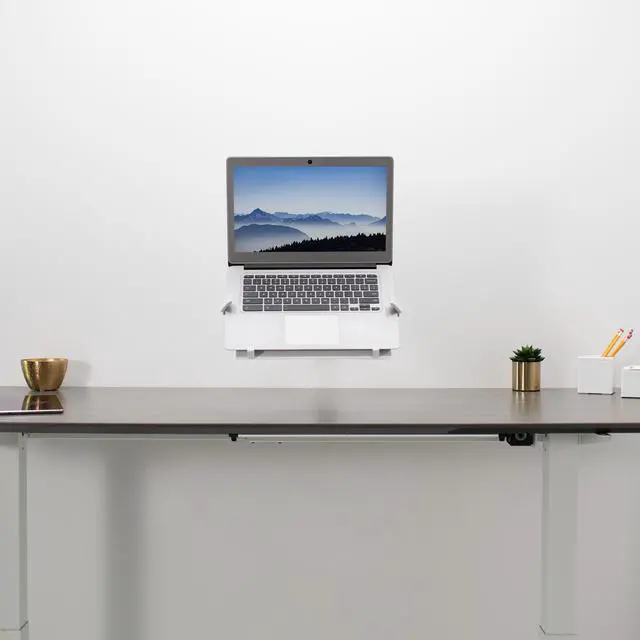 Alt view image 4 of 7 - VIVO Universal White Adjustable 10" to 15.6" Single Laptop Pneumatic Arm Wall Mount, Notebook Tray (MOUNT-V001GLW)