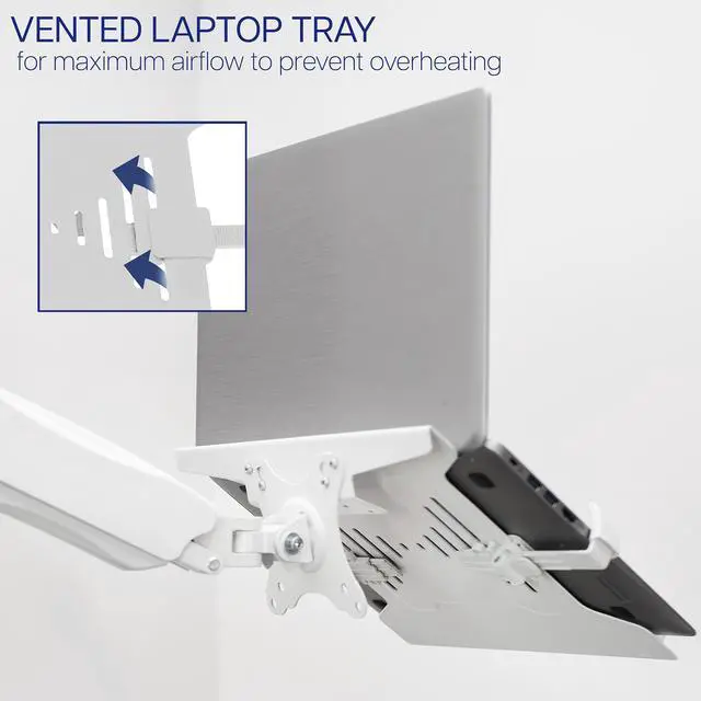 Alt view image 5 of 7 - VIVO Universal White Adjustable 10" to 15.6" Single Laptop Pneumatic Arm Wall Mount, Notebook Tray (MOUNT-V001GLW)