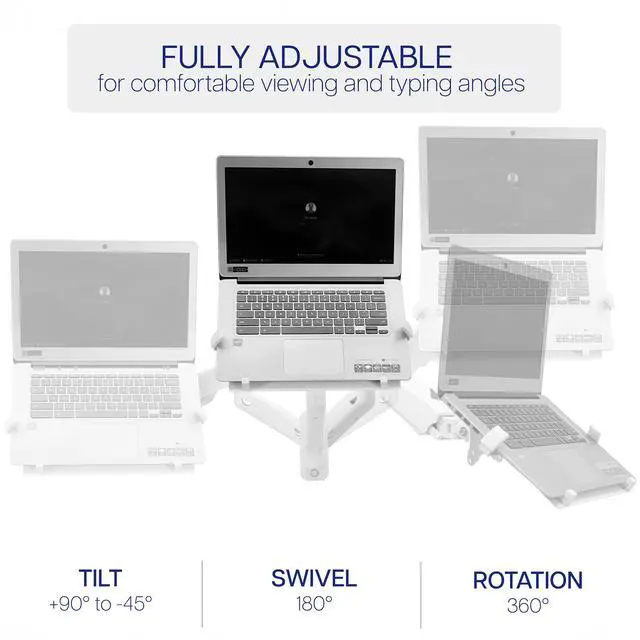 Alt view image 6 of 7 - VIVO Universal White Adjustable 10" to 15.6" Single Laptop Pneumatic Arm Wall Mount, Notebook Tray (MOUNT-V001GLW)