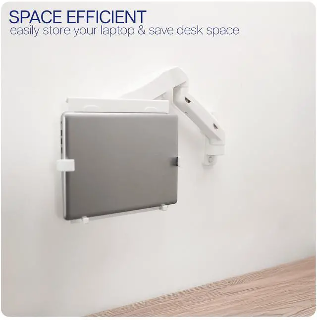Alt view image 7 of 7 - VIVO Universal White Adjustable 10" to 15.6" Single Laptop Pneumatic Arm Wall Mount, Notebook Tray (MOUNT-V001GLW)