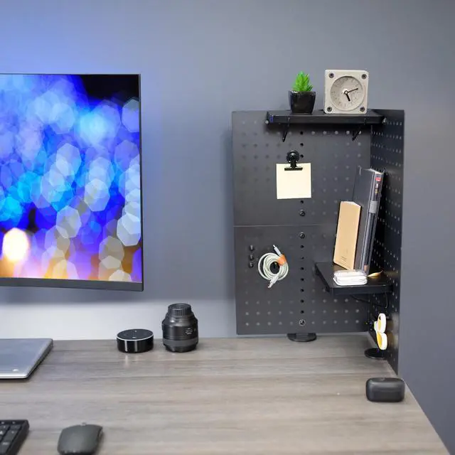 Alt view image 2 of 7 - VIVO Steel Clamp-on 24" x 20" Desktop Pegboard (x2), Magnetic Privacy Panel